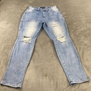 Judy Blue Womens Boyfriend Fit Distressed Light Wash Jeans Size‎ 16W Grunge